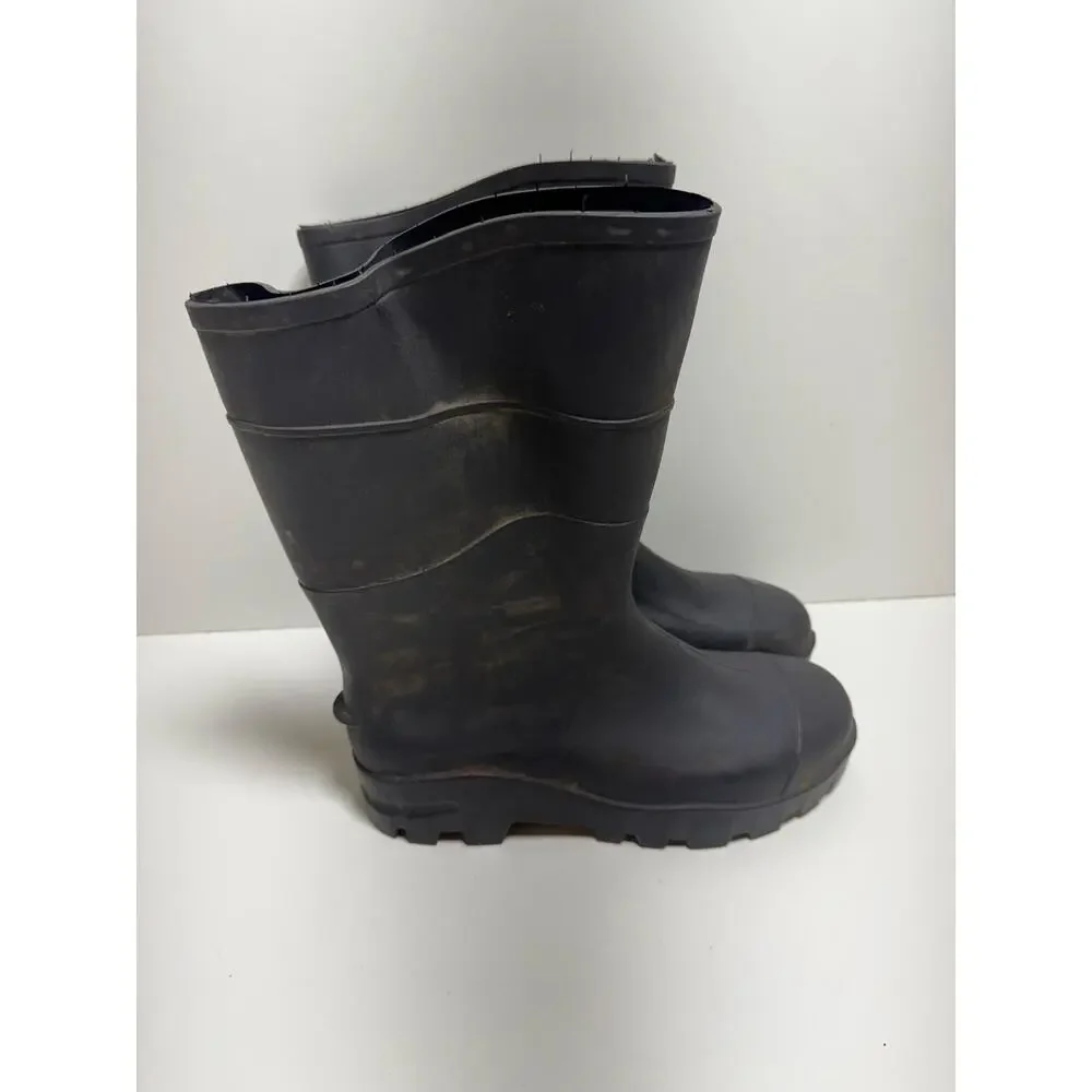Black Rubber Waterproof Work Mud Boots Rain Farm Made In USA Men’s 8 Women’s 10